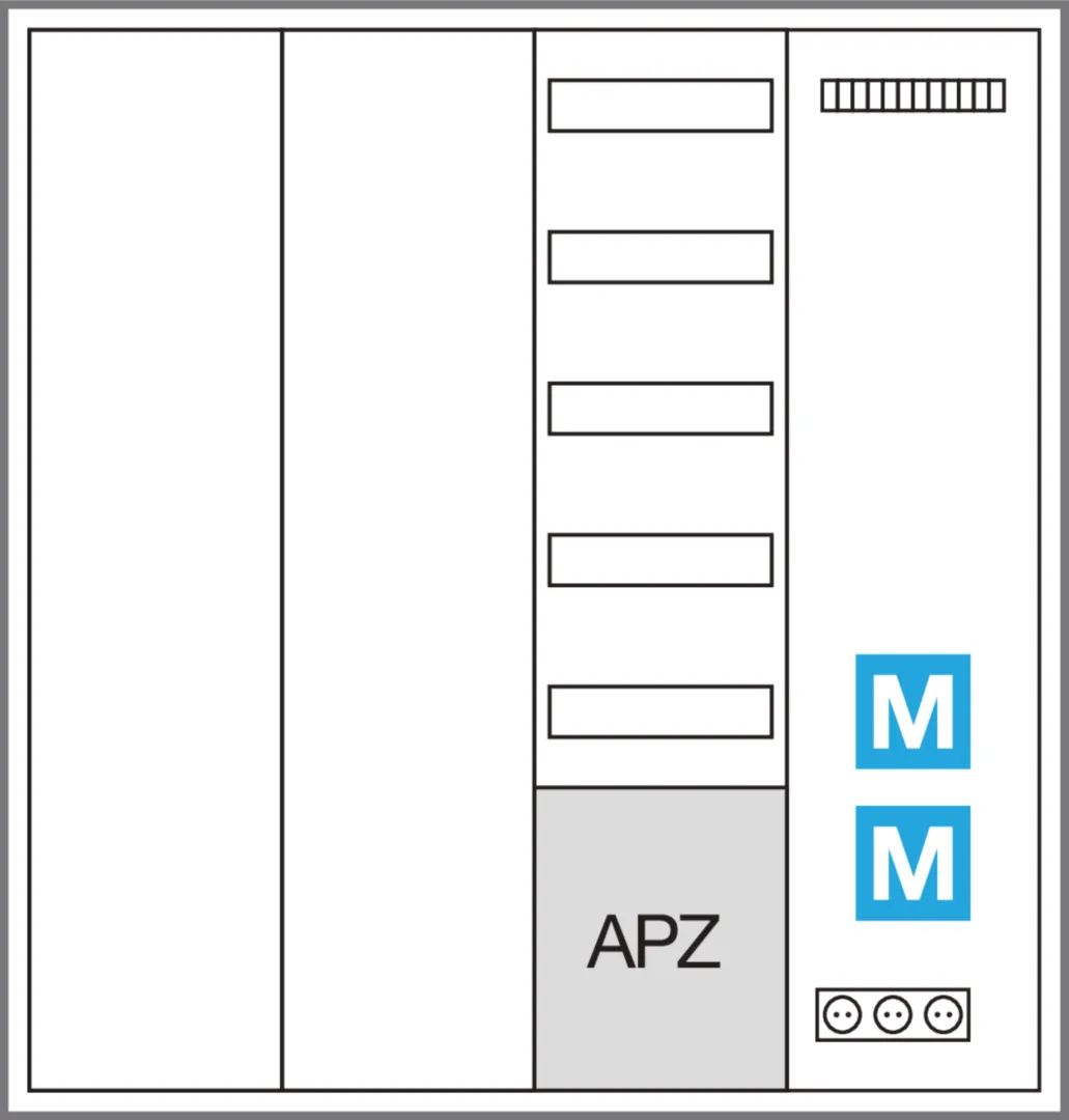 ZB34NW1APZ2 - Systemschrank, Multim., univ.Z, 1100x1050x205mm, SKII, IP44, VF-5rh/APZ, 4 feld