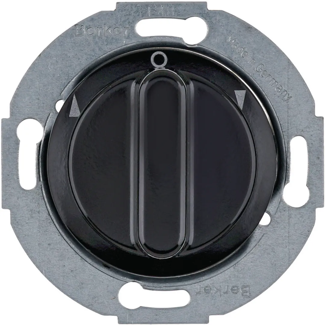 381213 - Interrupteur rotatif store 2p enjoliveur, bouton rot, Serie 1930/Glas, noir bril