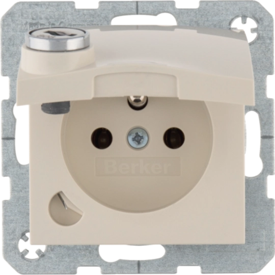 STD m. Erdstift, Steckklemme, EHBS, Klappd., Schloss, S.1/B.3/B.7, weiß glänzend