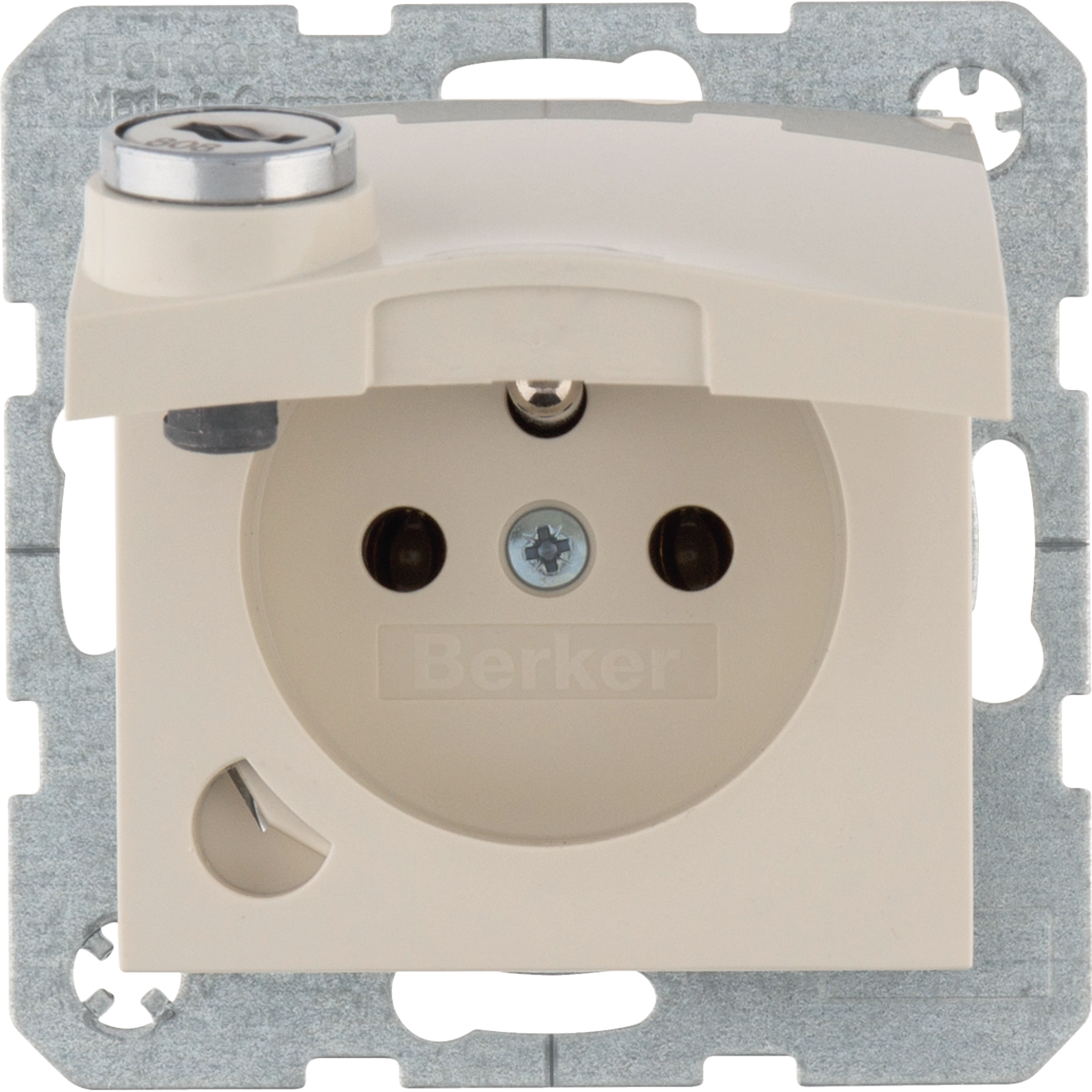 STD m. Erdstift, Steckklemme, EHBS, Klappd., Schloss, S.1/B.3/B.7, weiß glänzend