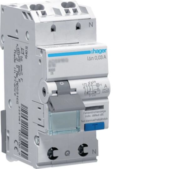 ADS963G - Fehlerstrom-Leitungsschutzschalter 1P+N 6kA C-13A 30mA  A-G Typ QC-QB