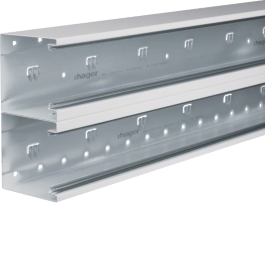 BRS1002101D9016 - Brüstungskanal-Unterteil zu BRS 100x210mm Oberteil 2x80mm aus Stahl verkehrsweiß