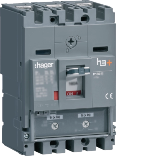HNS160DR - Moulded Case Circuit Breaker h3+ P160 TM ADJ 3P3D 160A 40kA FTC