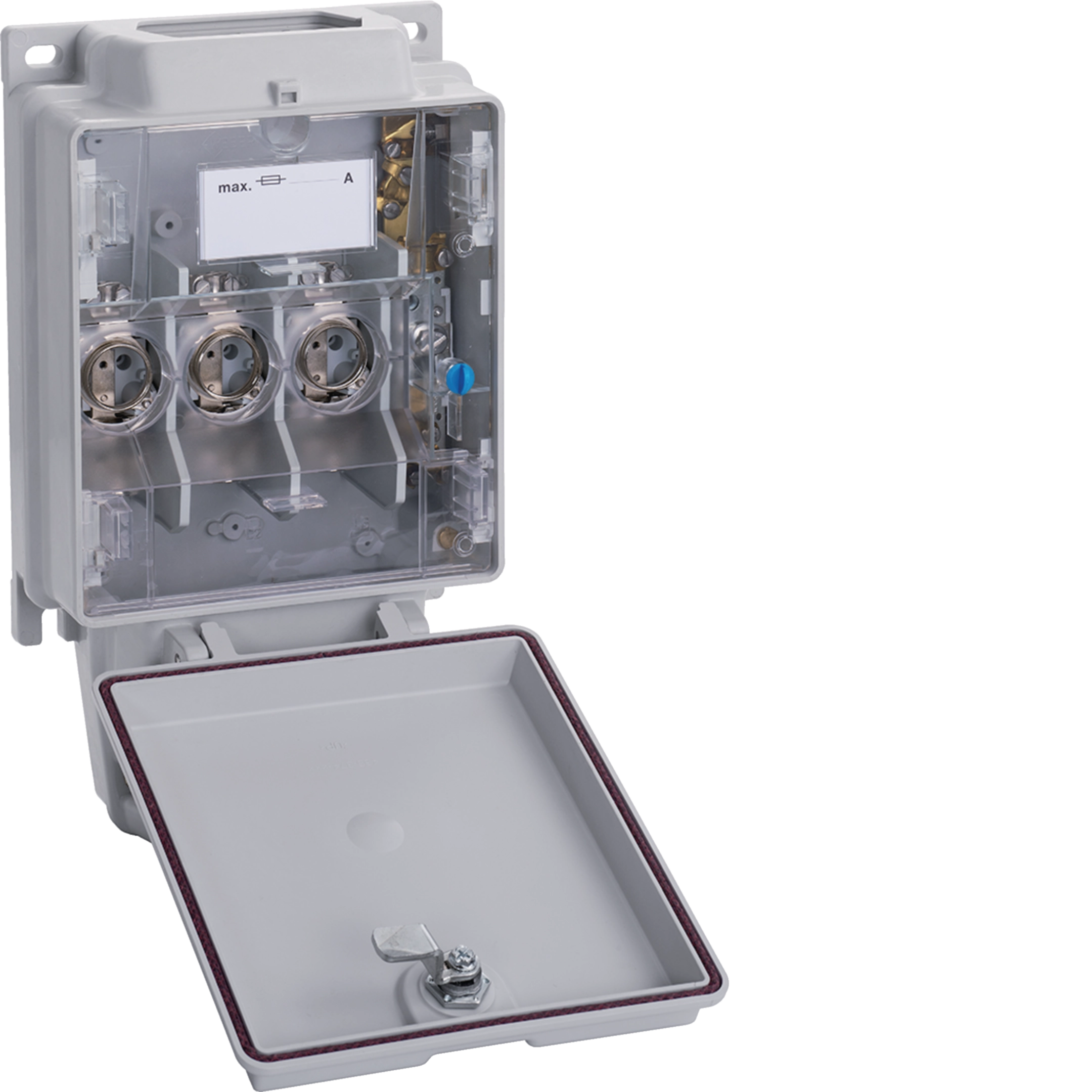 HSE60-DBB-B-A1 - Hausanschlusskasten weber.hse60 63A ein 2×/ab Briden mit Erdanschluss A1 Cu/Al