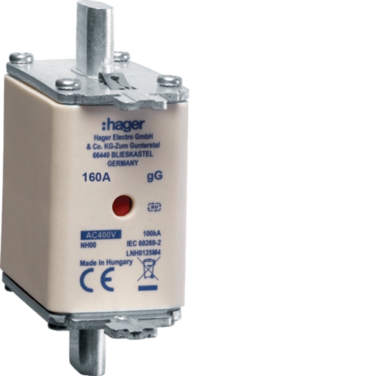 LNH0160M4 - NH-Sicherung Hager DIN00 400VAC 160A gG/gL Doppelkennmelder rostgeschützt