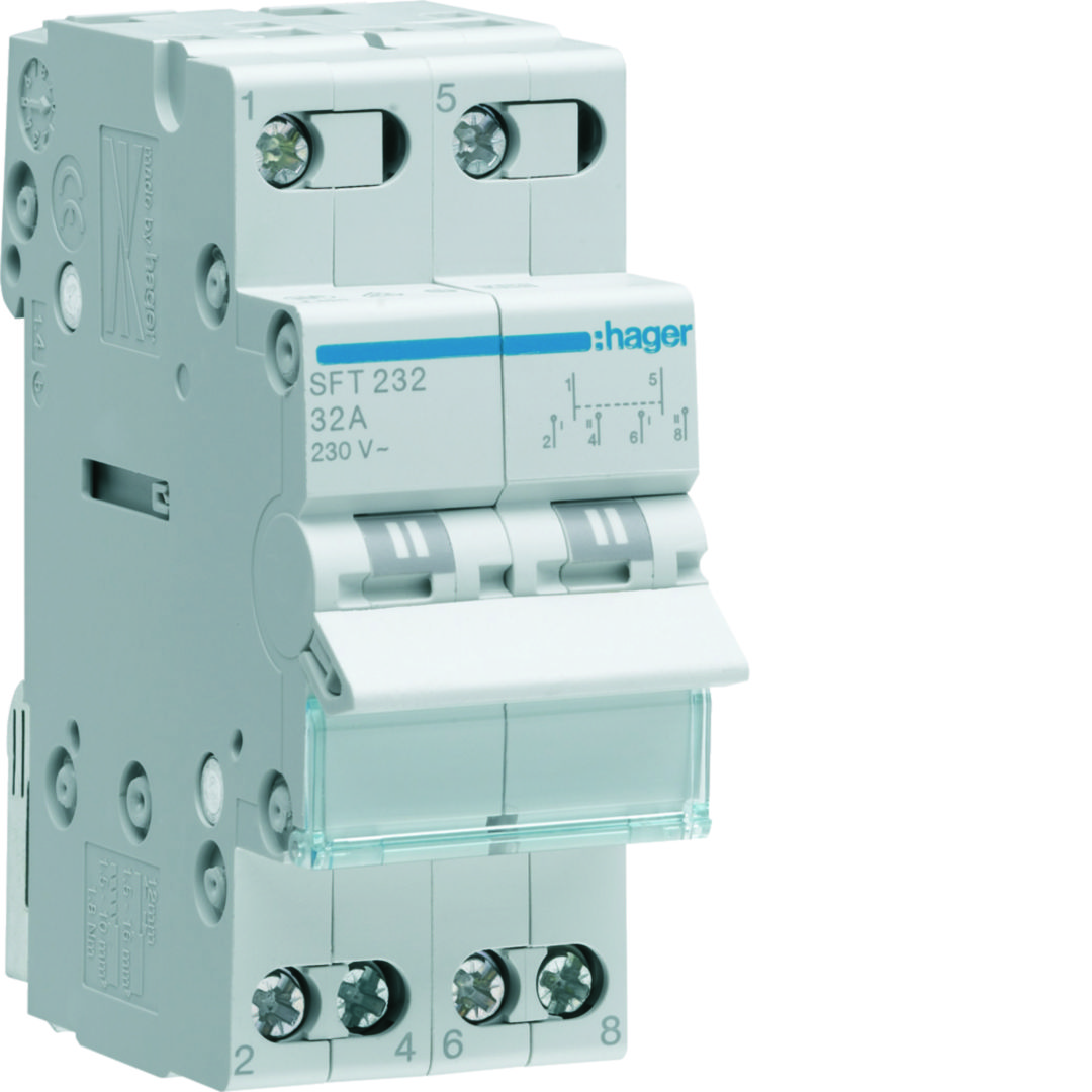Sorolható I-II 106 váltókapcsoló 2v 2P 32A 230V AC 2M SFH Hager