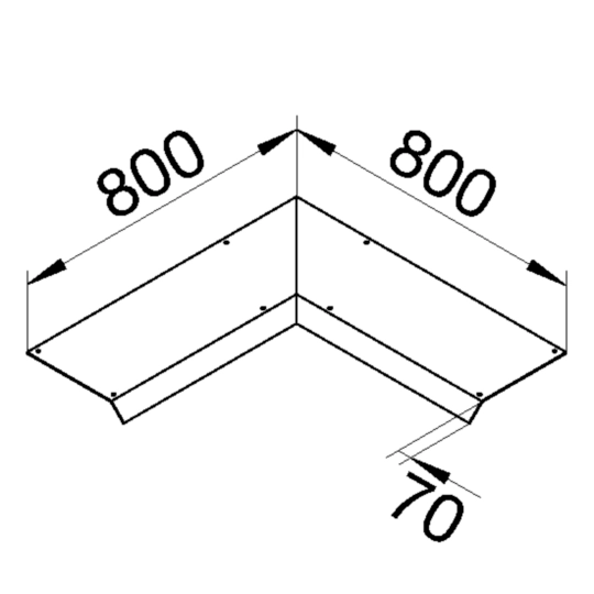 AKBI4000701V - Blinddeckel-Inneneck Länge 800mm 45° mit 100mm Überstand Stahlblech AK 400x70mm