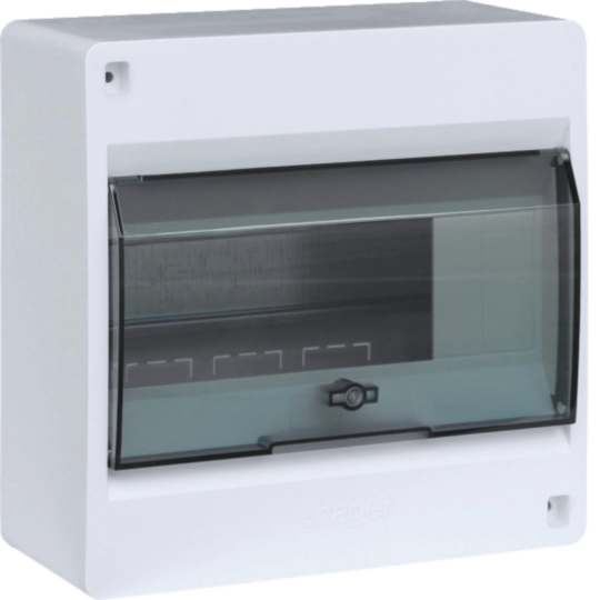 VD108TT - Sm.distr.,VD/IC²,surface,1row,8M,IP40,MS-terminals,N+PE,AUS,transparent door