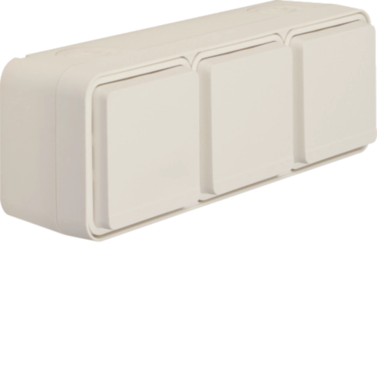 WNC123B - Prise triple Cubyko horizontale 2P+T saillie Blanc IP55