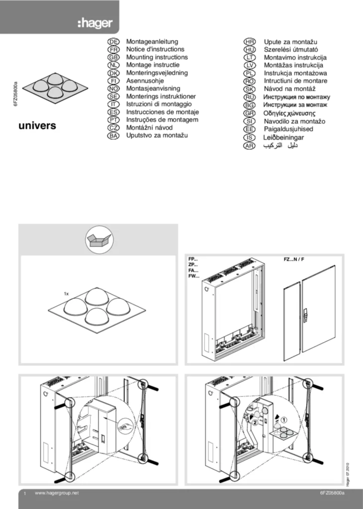 Image Montageanleitung f. Elastikpuffer Tür Anwendung | Hager Belgique