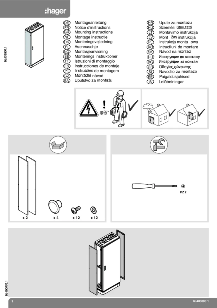 Zdjęcie VE-D Class II side FZ708SD instruction leaflet | Hager Polska