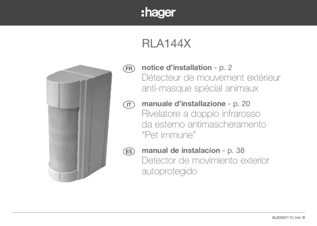Image Not Instal IR Ext anti-masque animaux Hager RLA144X FR IT | Hager France