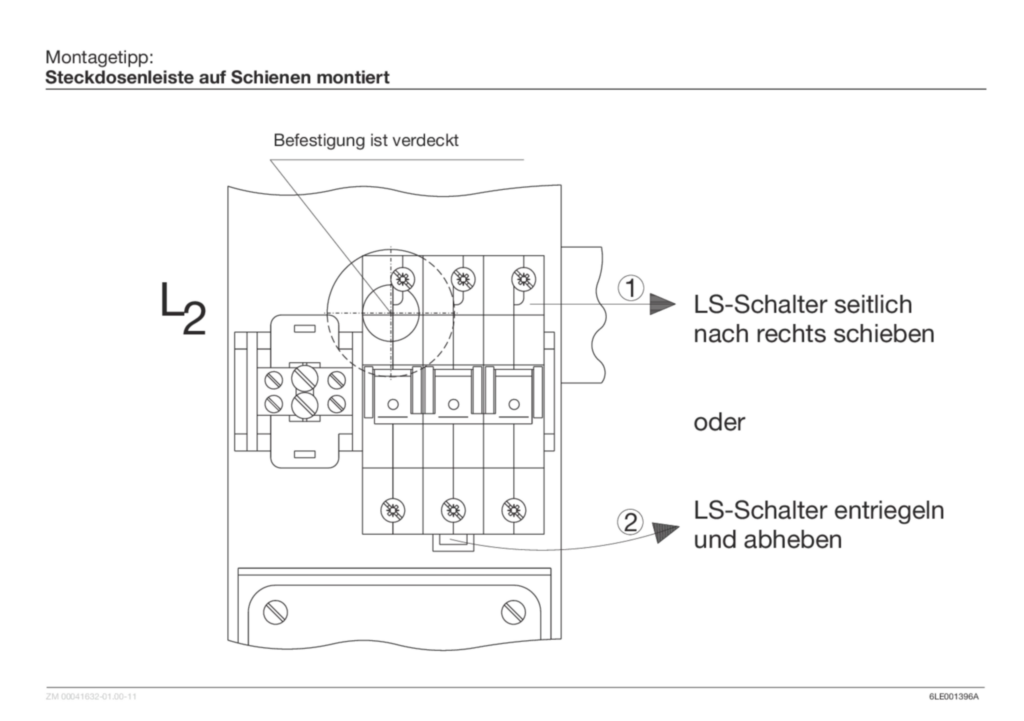 Bild Montageanleitung für ZAH001L - Steckdosenleiste (DE, Stand: 11.2015) | Hager Deutschland