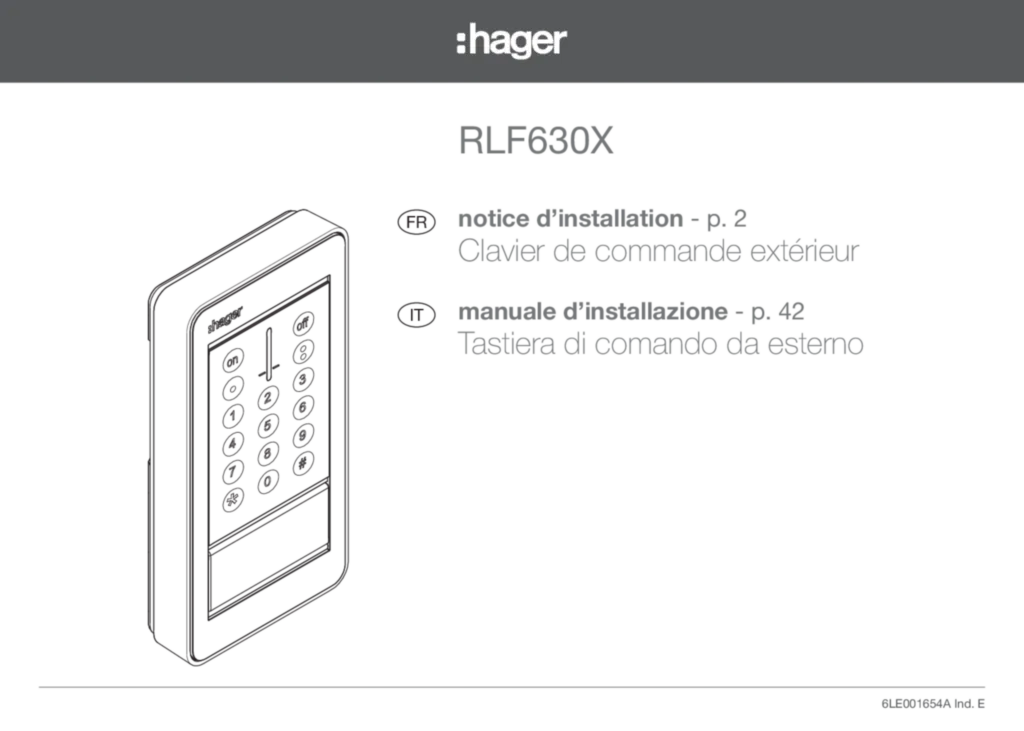 Image Notice installation Clavier Exterieur RLF630X_Hag_M | Hager France