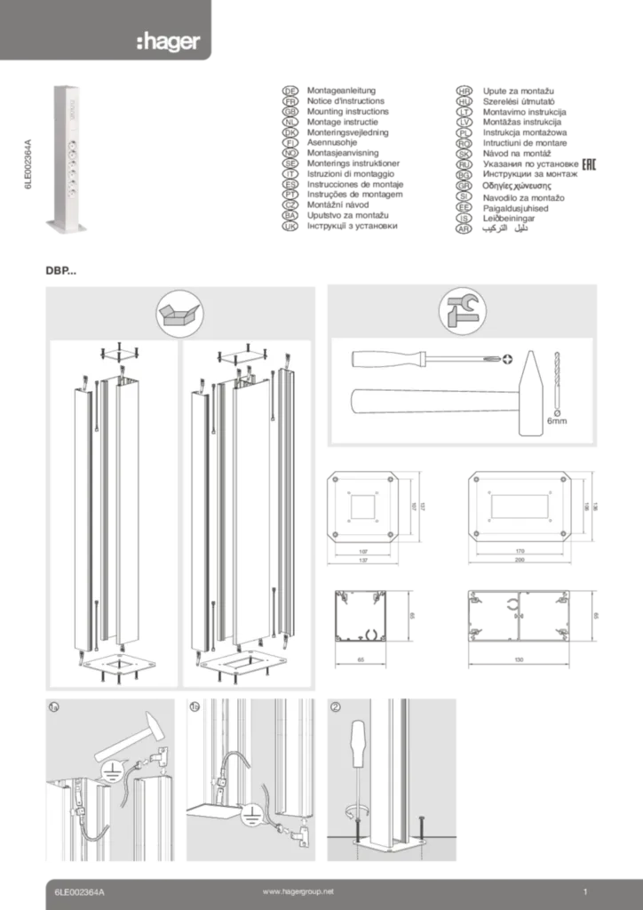 Zdjęcie Dane techniczne — Instrukcja obsługi International 2020-01-01 | Hager Polska