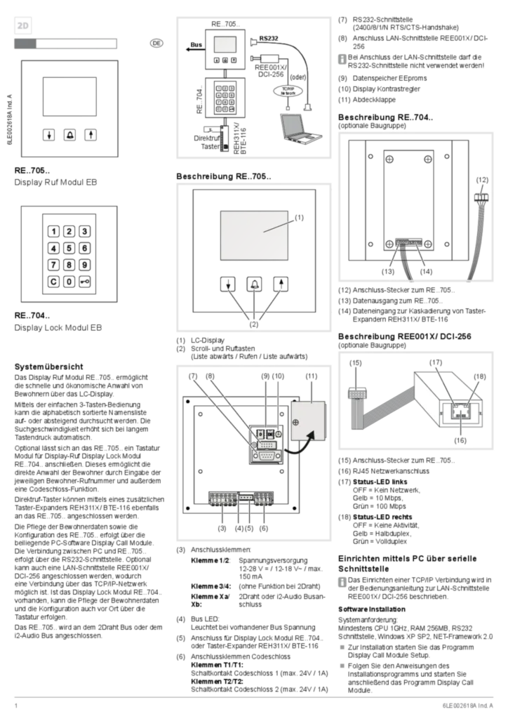 Bild Montageanleitung für REN704X - Display Ruf Modul, i2Audio+2Draht, Modesta (DE, Stand: 12.2017) | Hager Deutschland