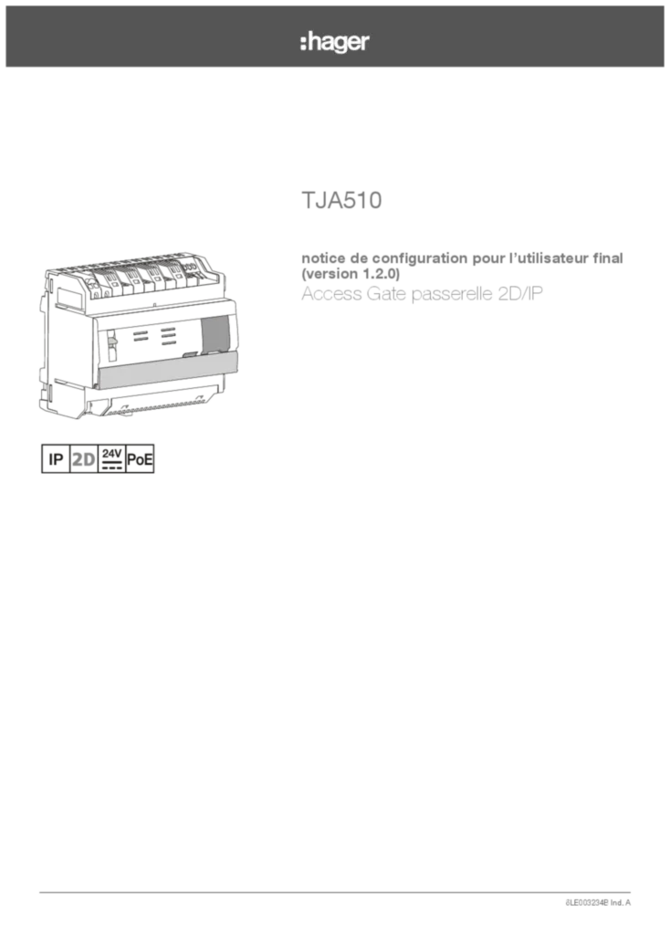 Image Notice Config Rapide Access Gate TJA510 Hag F | Hager Suisse