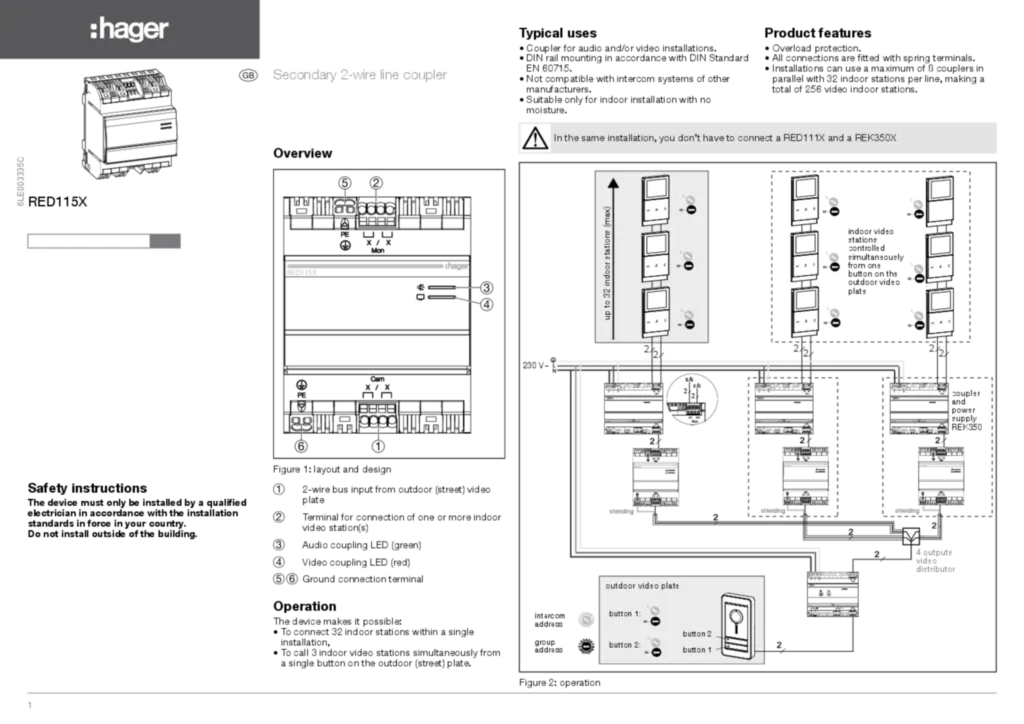 Image Notice Installation CoupleurBus 2Fils RED115X Hager GB | Hager Suisse