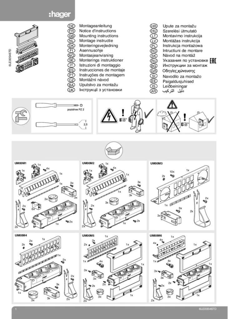 Bild Montageanleitung für UM00K3 - Patchpanel, Abdeckungen, Multimedia Kits (Stand: 05.2019) | Hager Deutschland