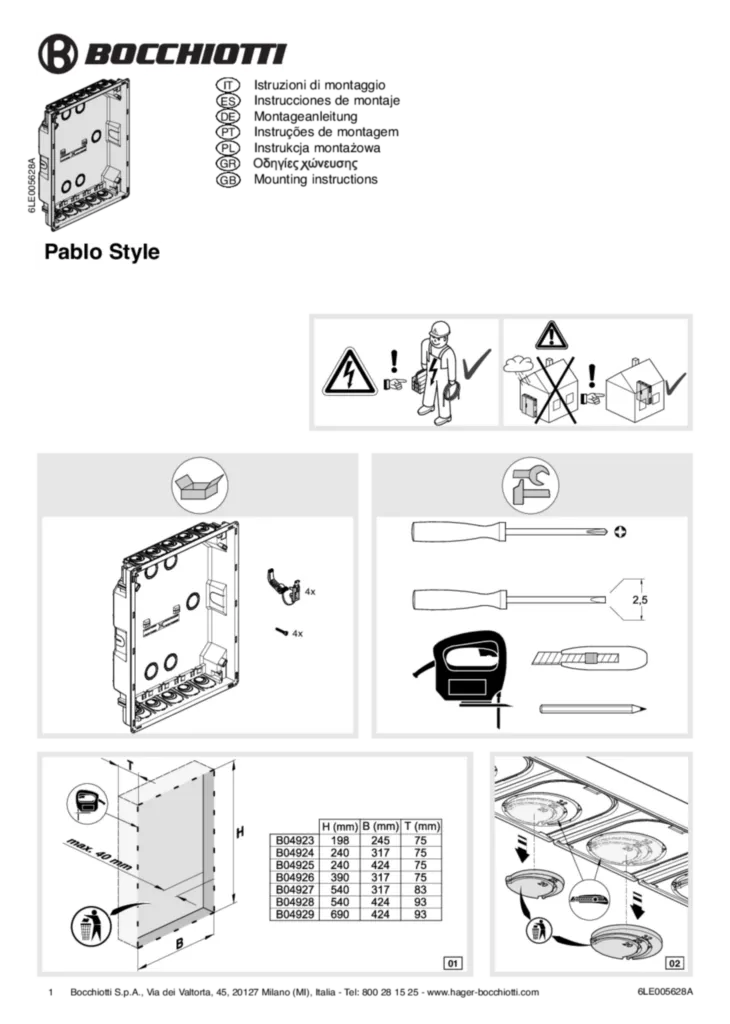 Immagine Manuale di istruzioni International 2016-09-26 | Hager Italia