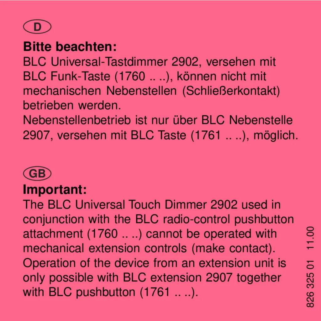 Image Manual for 2902 - BLC universal touch dimmer (R, L, C) (DE-EN-NL-FR, 2010-11)  | Hager