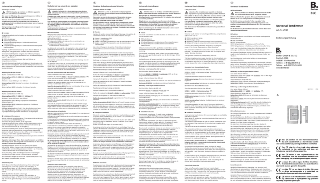 Image Manual for 2902 - BLC universal touch dimmer (R, L, C) (DE-EN-NL-FR-NO-ES, 2004-07)  | Hager