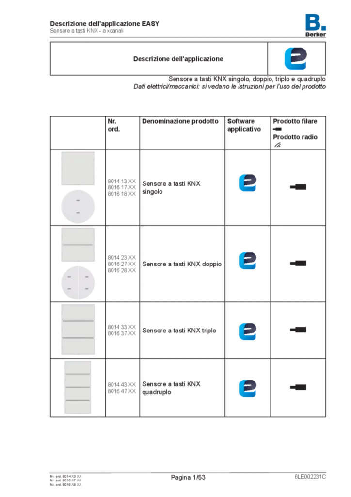 Immagine Application description EASY for 8014X3XX, 8016X7XX, 8016X8XX - KNX Push button xgang (IT, 2022-01), easy link | Hager Italia