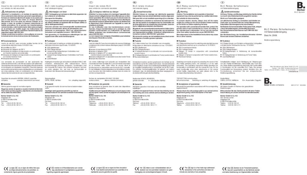 Image Manual for 2906 - BLC relay insert (DE-EN-NL-FR-NO-ES, 2004-05)  | Hager