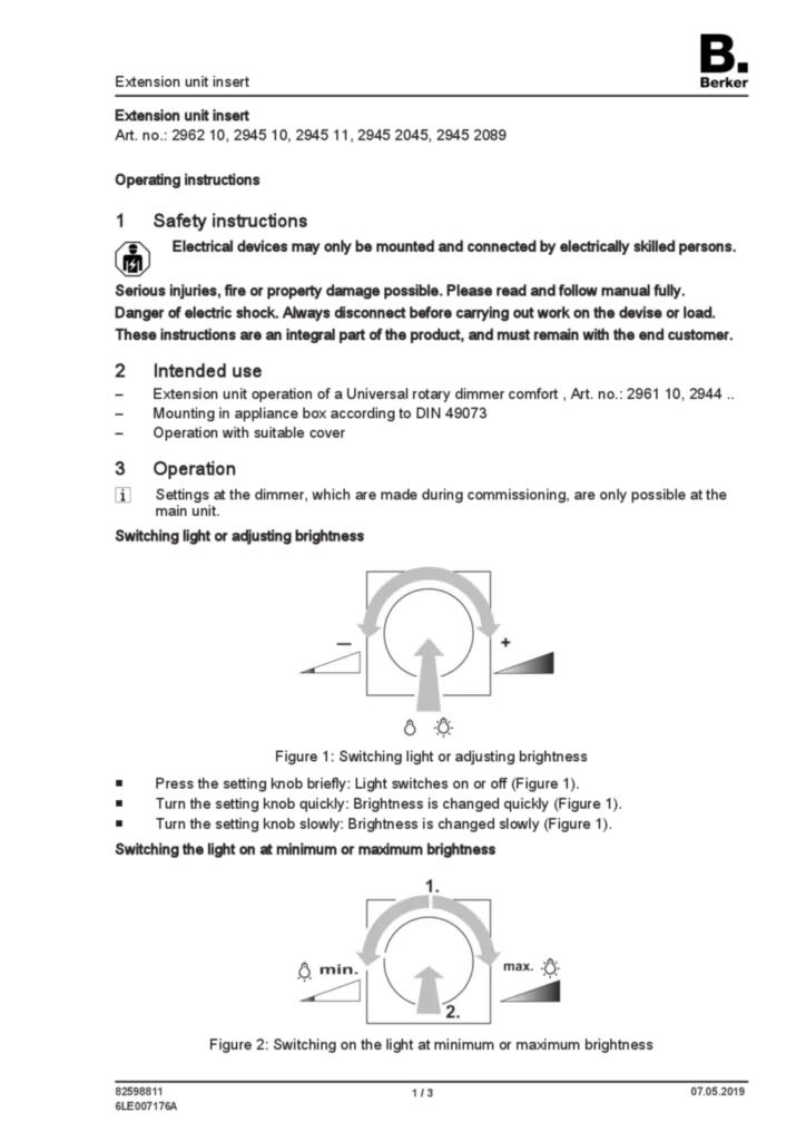 Image Notice d'instruction pour 2945xx-296210 - Mécanisme de poste auxilaire (EN, 2019-05) | Hager France