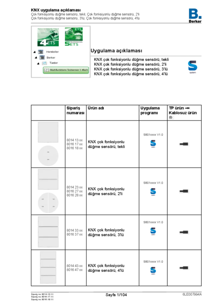 Image Application description ETS for 8014X3XX-8016X7XX-8016X8XX - KNX Push Button (TR, 2021-08)  | Hager