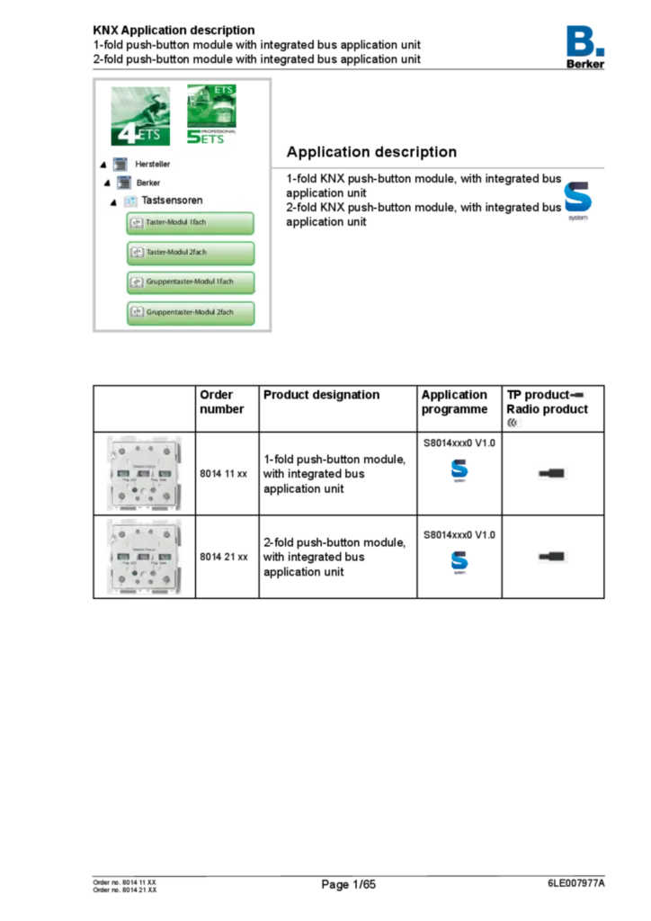 Bild Applikationsbeschreibung ETS für 801411XX-801421XX - KNX Tastsensor Modul xfach mit integriertem Busankoppler (EN, 2021-10) | Hager Deutschland