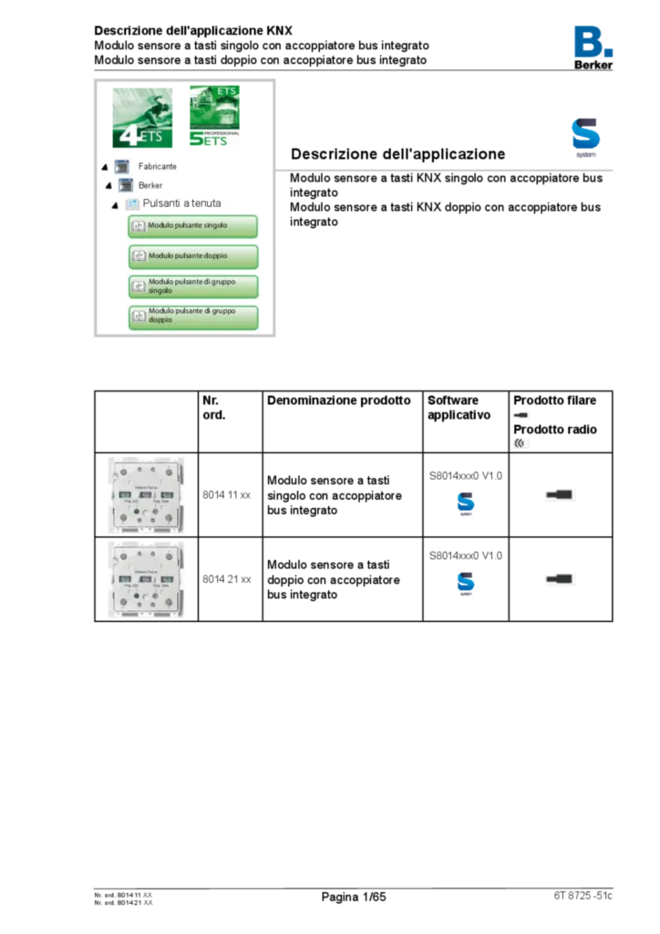 Immagine Application description ETS for 801411XX-801421XX - KNX push button module with integrated bus application unit (IT, 2021-11) | Hager Italia