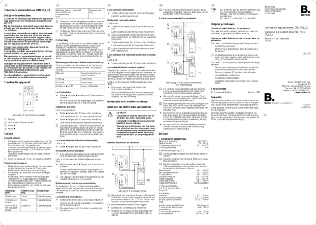 Afbeelding Manual for 16701 - Universal touch dimmer RMD (R, L, C) (FR-NL, 2012-05) | Hager Nederland