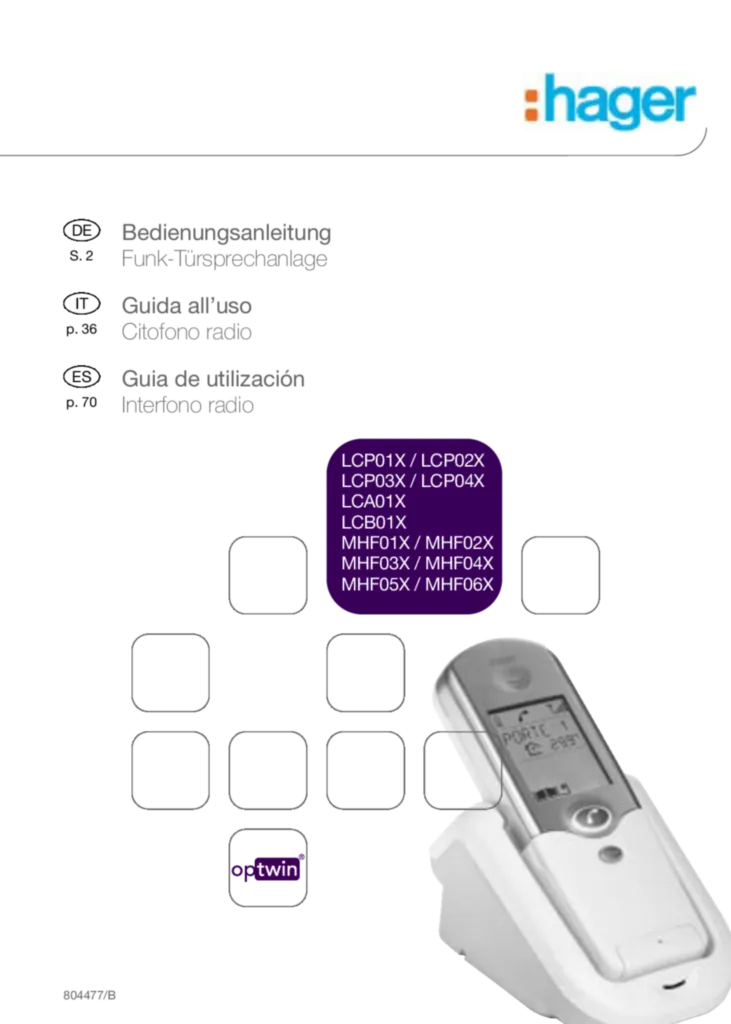 Bild Bedienungsanleitung für LCA01X, LCB01X, LCP01X, MHF01X - Zubehör (DE, Stand: 11.2010) | Hager Deutschland