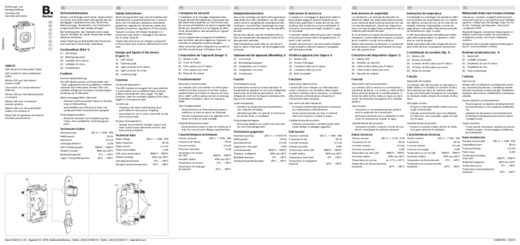 Image Manual for 168001 - LED module for rotary switch/push-button (DE-EN-FR-NL-IT-ES-PT-PL, 2018-10)  | Hager
