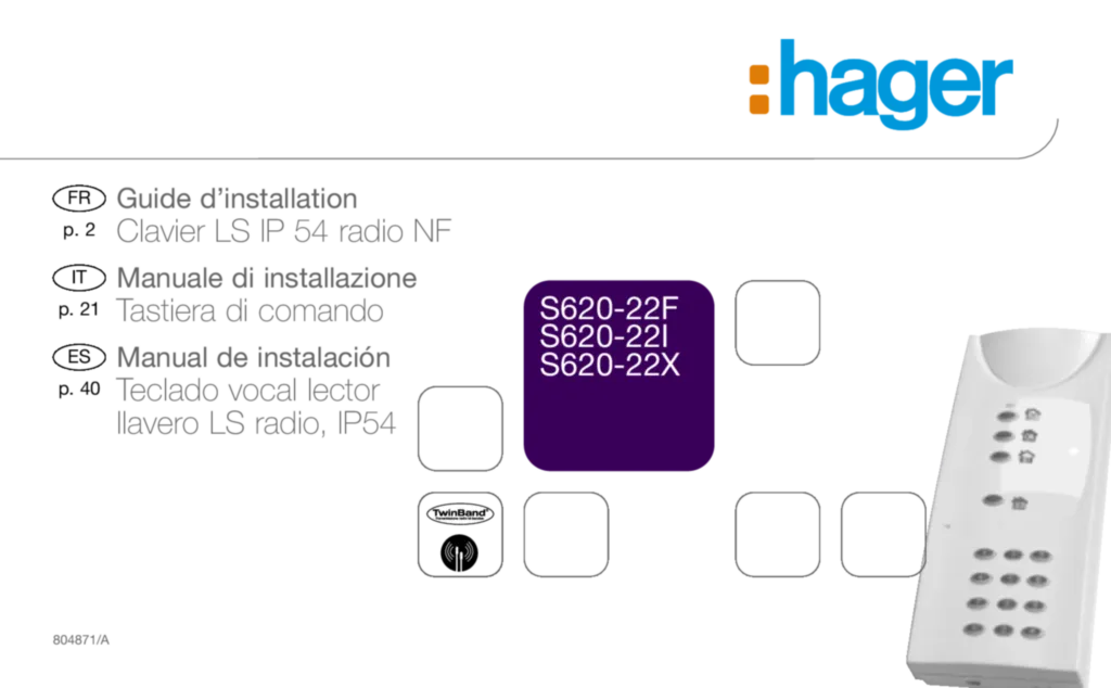 Image notice Inst Clavier Hag S620-22 | Hager France
