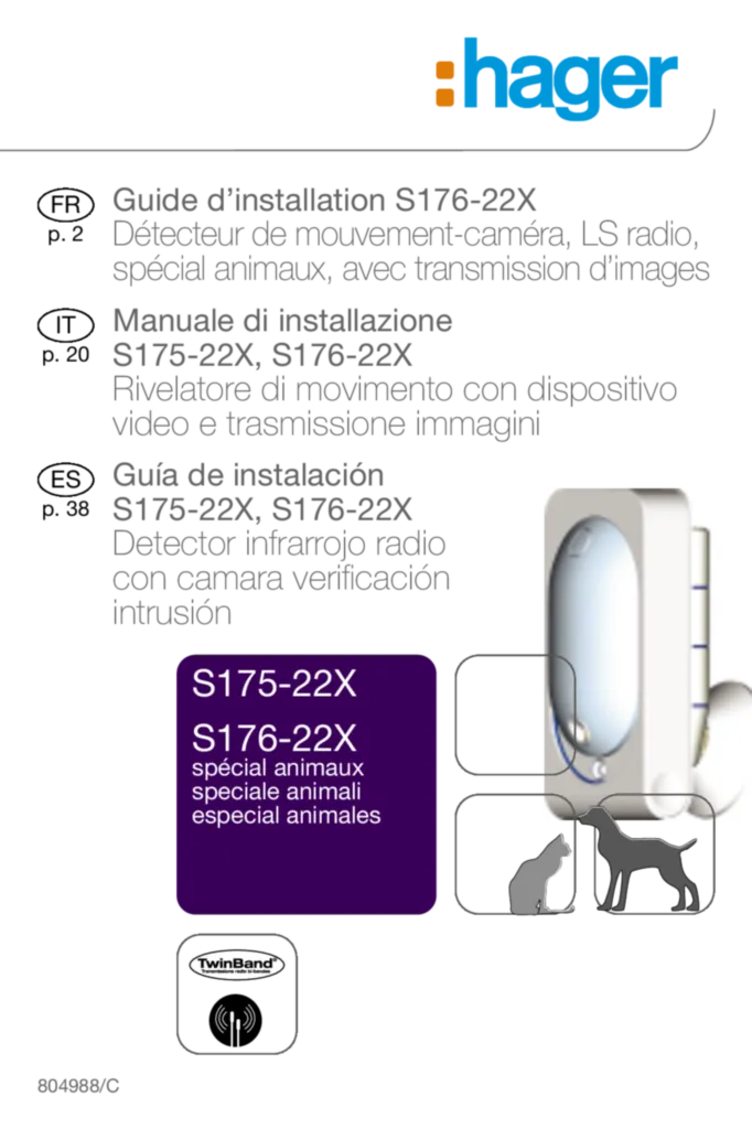 Image notice inst IR transm images Hager S175-176-22X | Hager France