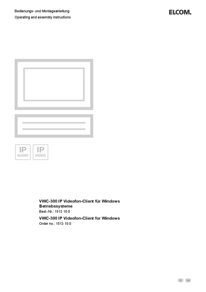 Bild Bedienungs- und Montageanleitung für 1513100 - VWC-300 IP Videofon-Client für Windows (DE-EN, Stand: 11.2016) | Hager Deutschland