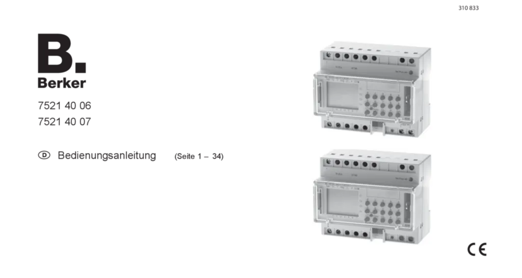 Bild Bedienungs- und Montageanleitung für 75214006, 75214007 - Jahres-Schaltuhr 4fach REG für DCF-Empfänger (DE, Stand: 08.2003) | Hager Deutschland