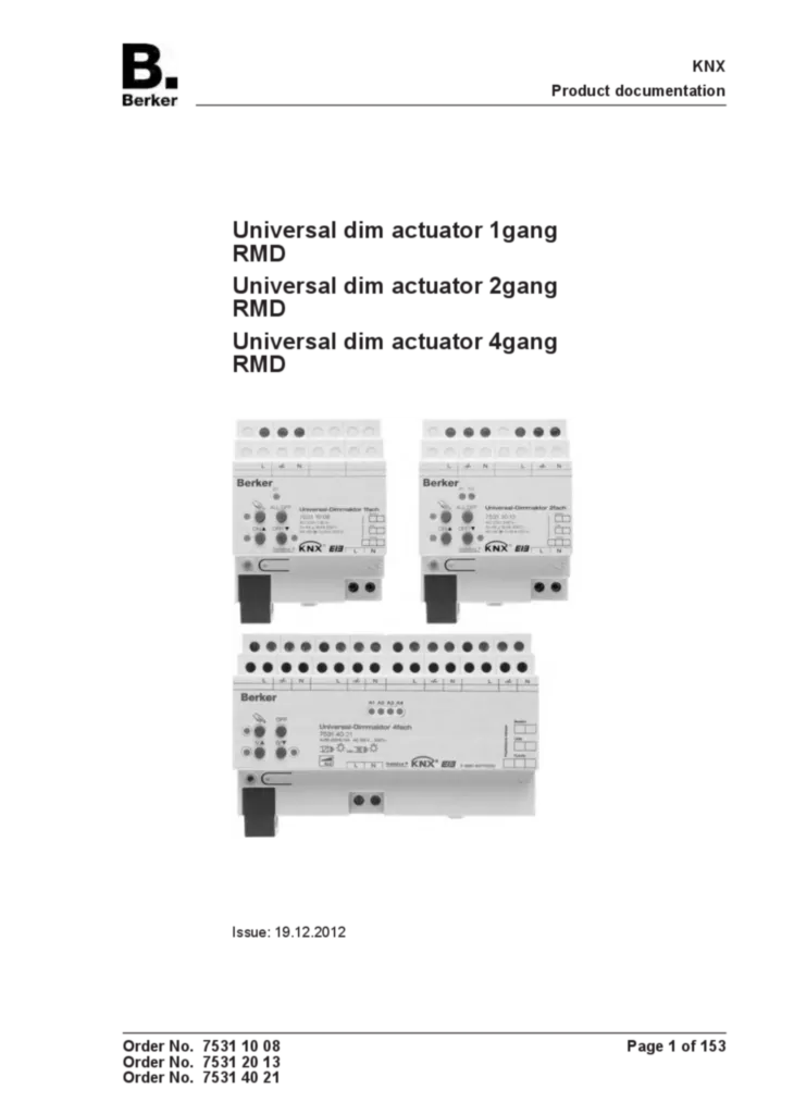 Image Application description ETS for 75311008-75312013-75314021 - Universal dim actuator RMD (EN, 2012-12)  | Hager