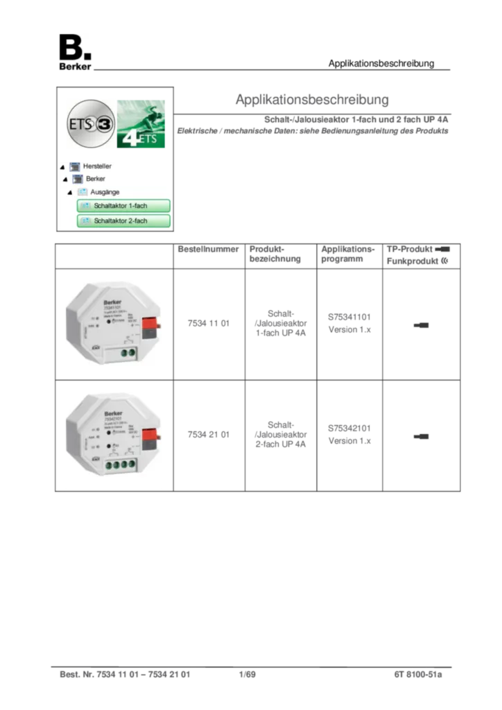 Bild Applikationsbeschreibung ETS für 75341101-75342101 - Schaltaktor UP (DE, Vers. 6T8100-51A) | Hager Deutschland