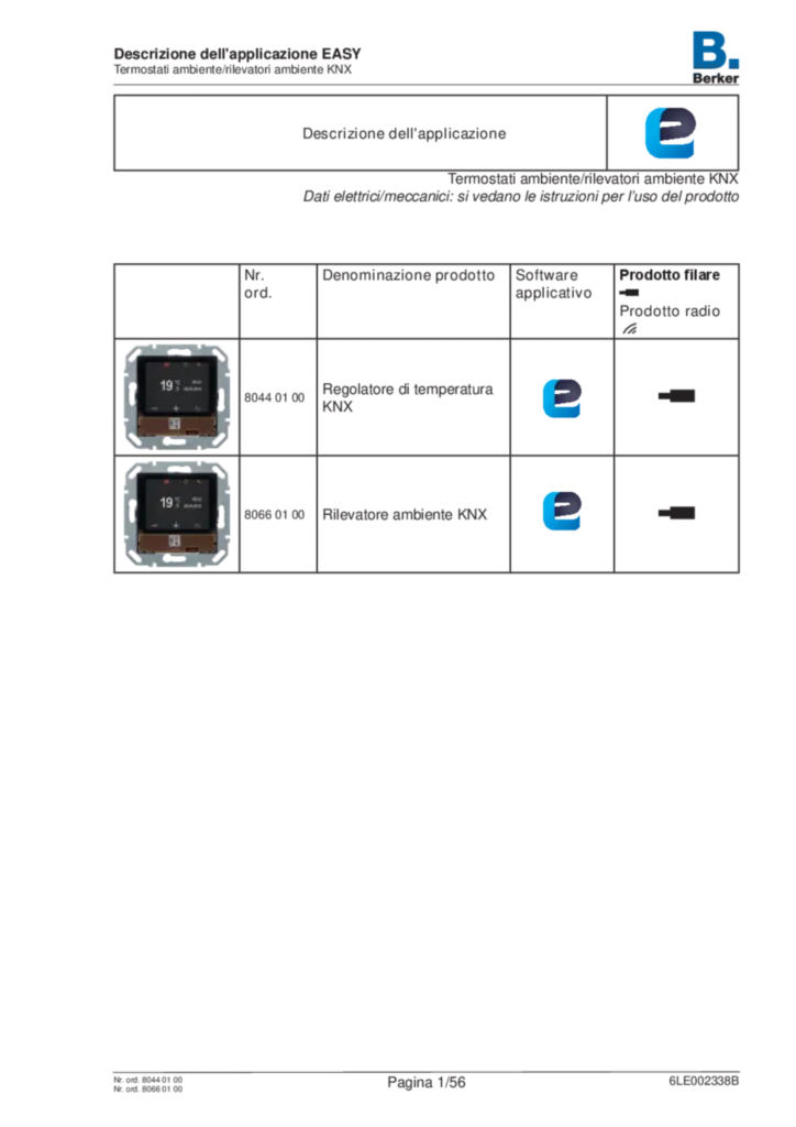 Immagine Application description EASY for 80440100-80660100 - KNX room thermostat/room controller (IT, 2020-09), easy link | Hager Italia