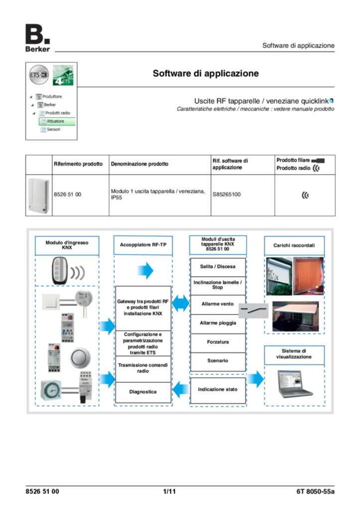Immagine Application description ETS for 85265100 - KNX radio blind actuator 1gang surface-mounted (IT, vers. 6T8050-55A) | Hager Italia