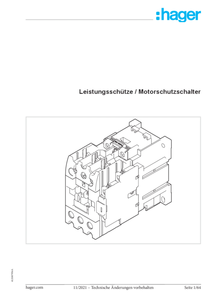 Image Brochure pour contacteurs / interrupteurs de protection moteur (DE, 2021-11) | Hager Suisse