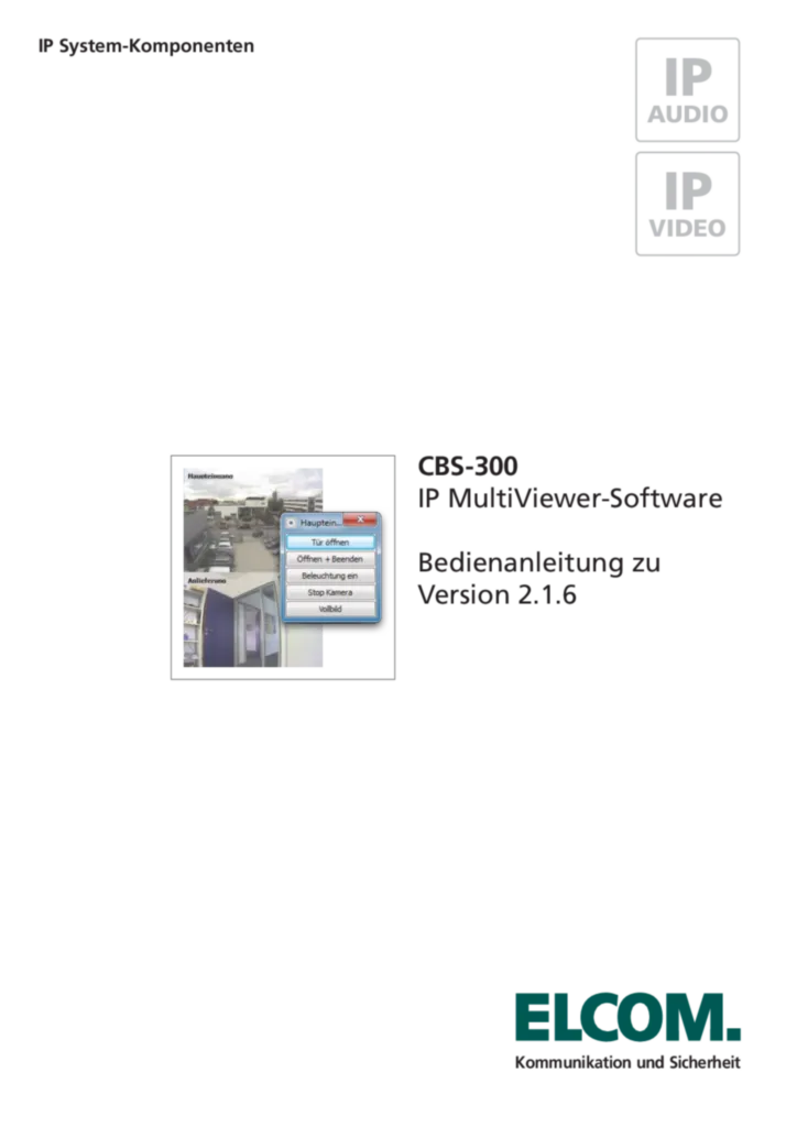 Bild Installationsanleitung für 1513010 - CBS-300 IP Multiviewer Software für CBM/LBM (DE, Stand: 06.2013) | Hager Deutschland