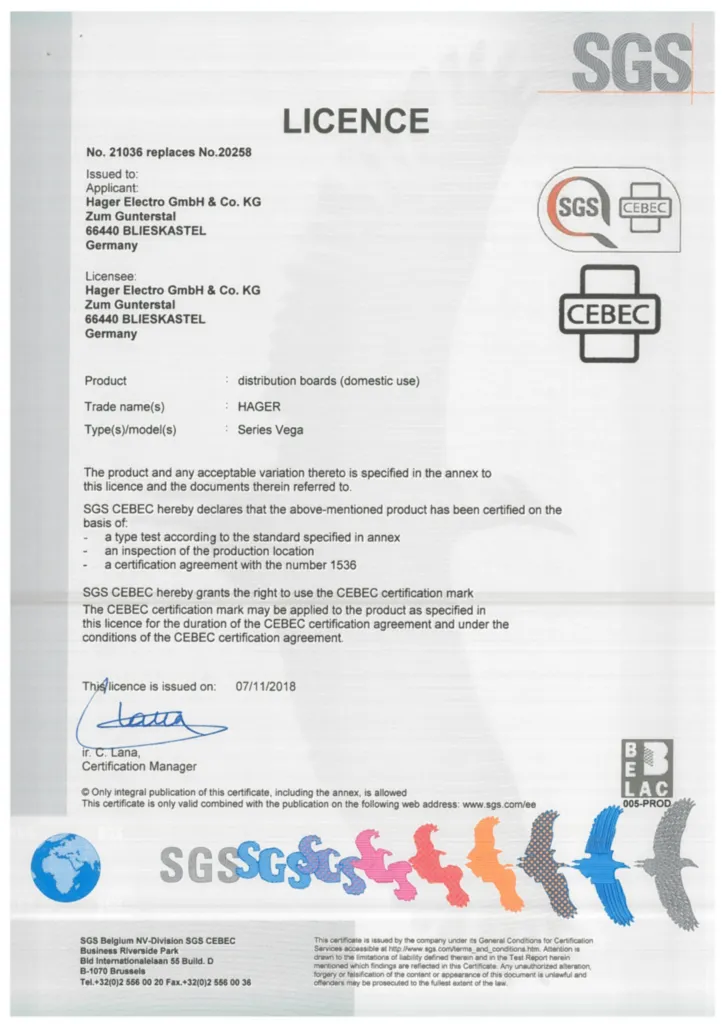 Zdjęcie Certyfikat produktu International 2024-03-19 | Hager Polska