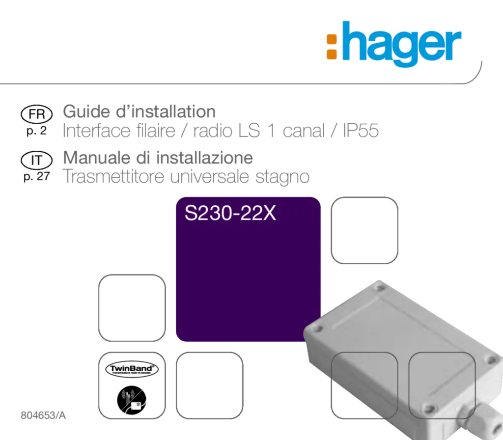 Image notice Inst Interface Hag S230-22X | Hager France