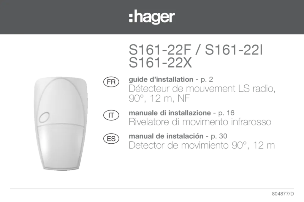 Image Notice Instal IR Hager S161-22 | Hager France