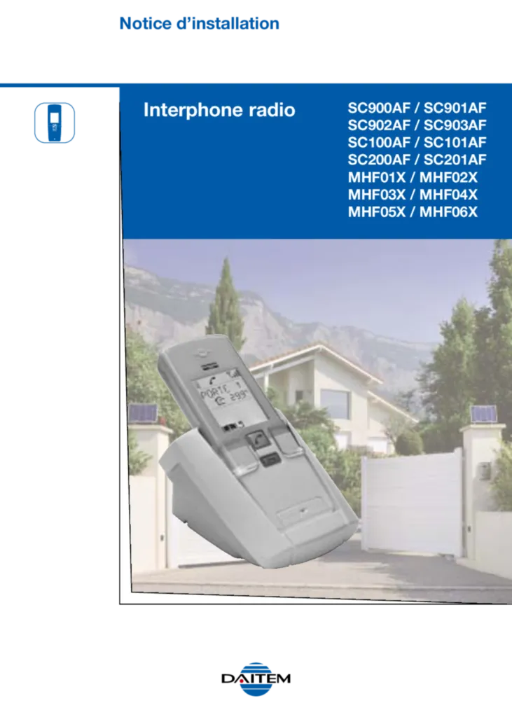 Image Notice installation Interphone radio Daitem | Hager France