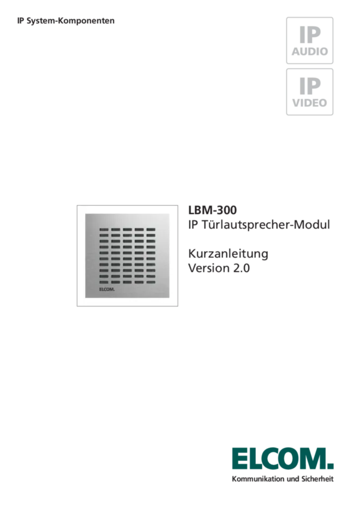 Bild Kurzanleitung für 5813010 - LBM-300 IP Audio Modul halbduplex EB MODESTA (DE, Stand: 02.2013) | Hager Deutschland